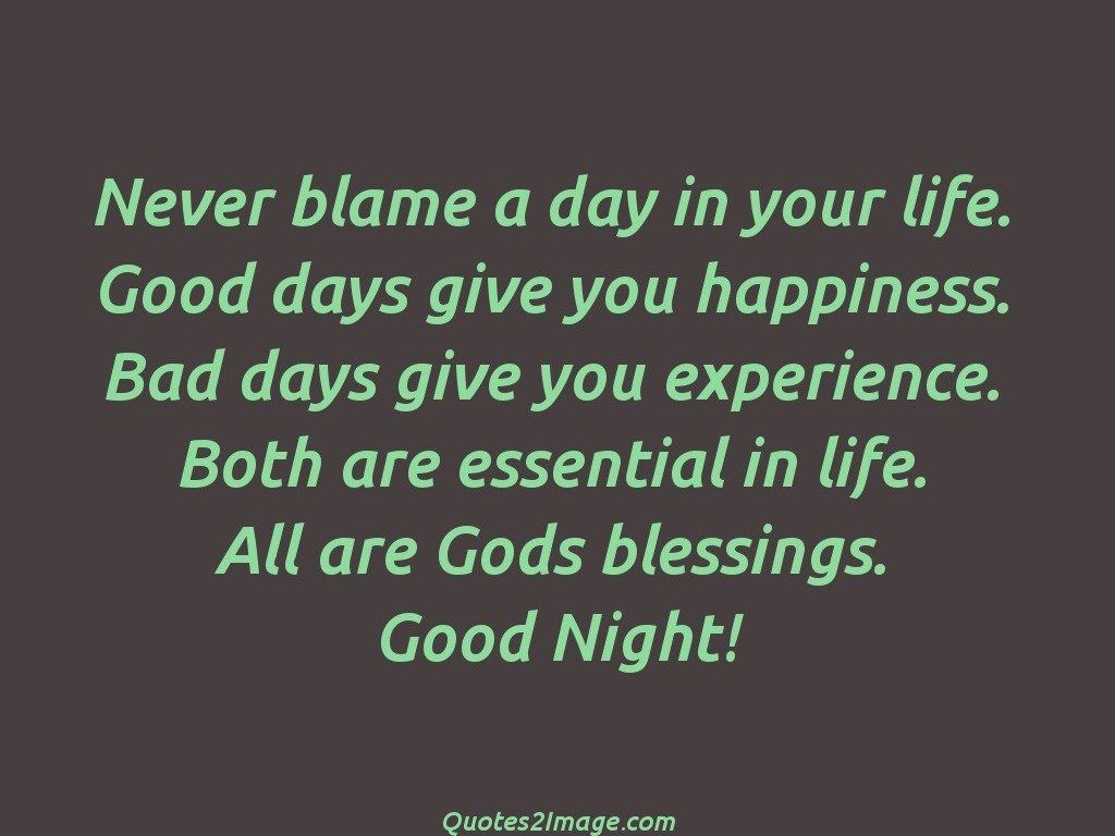 Never blame a day in your life